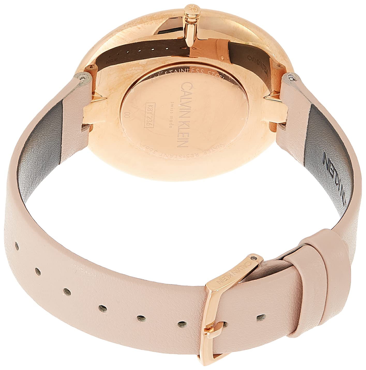 Calvin Klein Full Moon Silver Dial Pink Leather Stap Watch for Women - K8Y236Z6