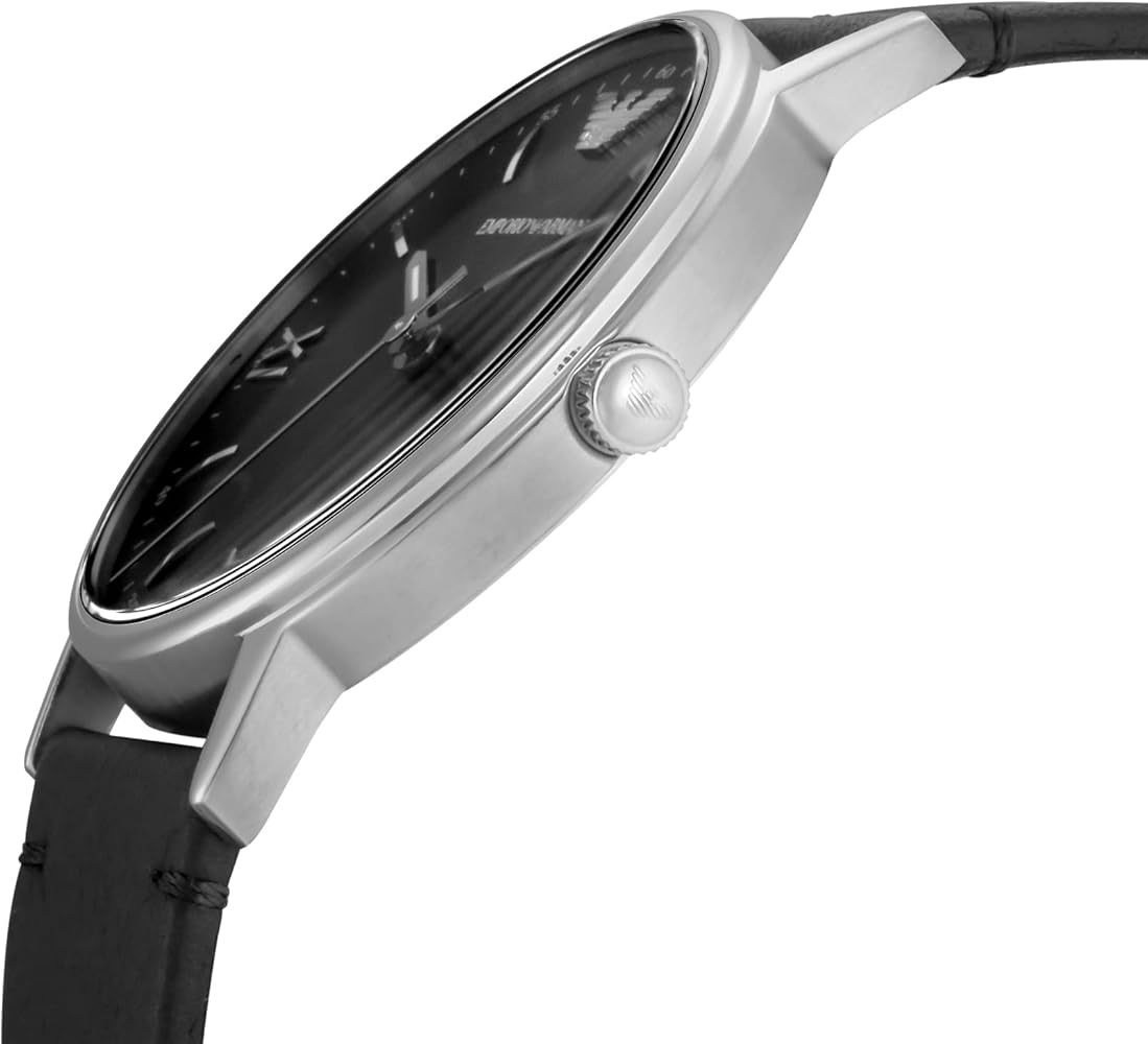 Emporio Armani Kappa Analog Quartz Black Dial Black Leather Strap Watch For Men - AR11013