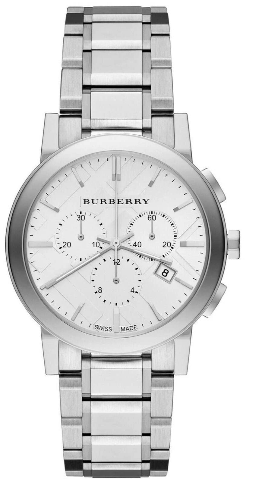 Burberry The City White Dial Silver Steel Strap Watch for Men - BU9750
