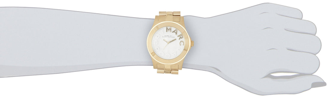 Marc Jacobs Rivera White Dial Gold Steel Strap Watch for Women - MBM3134