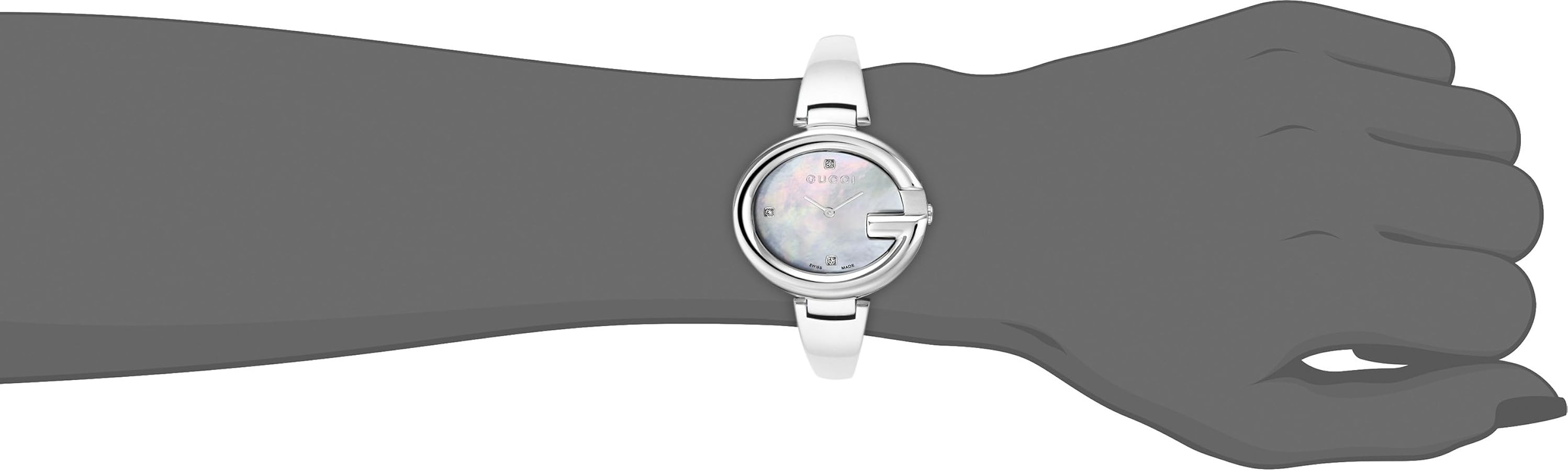 Gucci Guccissima Diamonds Mother of Pearl Dial Silver Steel Strap Watch For Women - YA134303