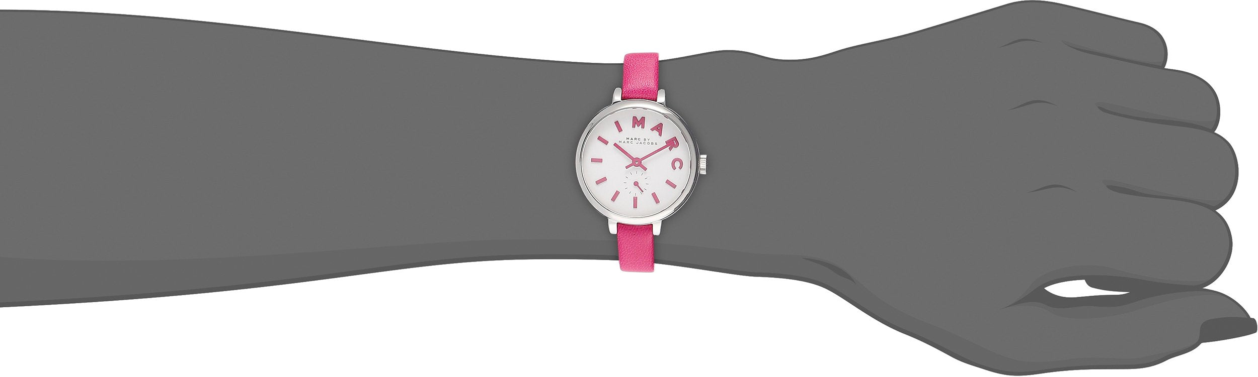 Marc Jacobs Sally White Dial Pink Leather Strap Watch for Women - MBM1353