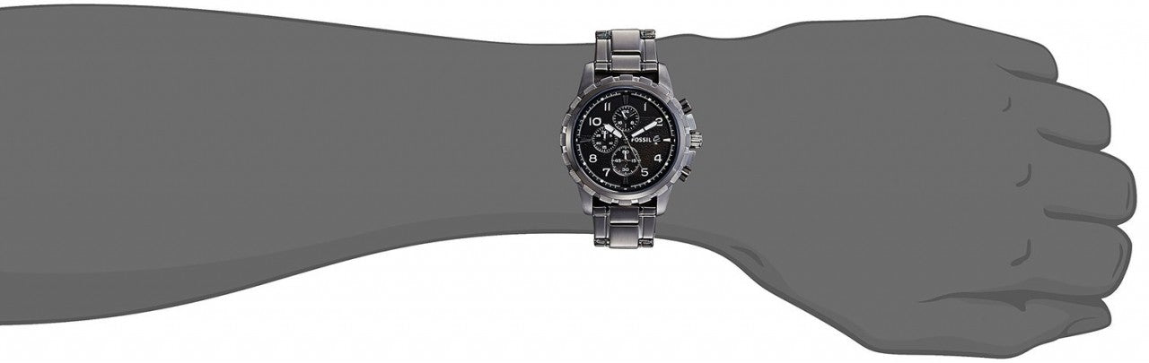 Fossil Dean Chronograph Black Dial Black Steel Strap Watch for Men - FS4721