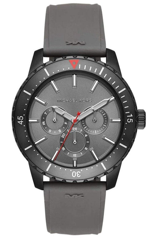 Michael Kors Cunningham Multifunction Grey Dial Grey Rubber Strap Watch For Men - MK7164