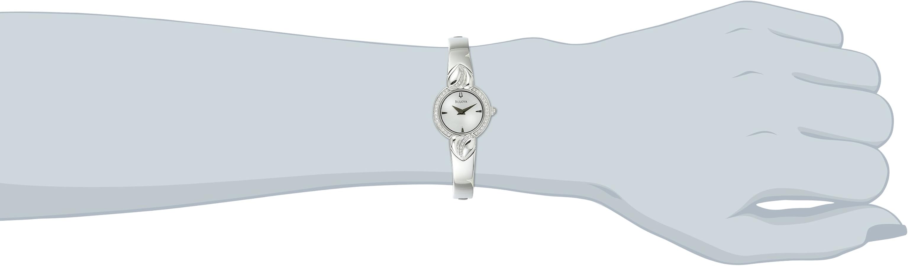 Bulova Crystal Pendant Silver Dial Silver Steel Strap Watch for Women - 96X111