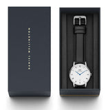Daniel Wellington Dapper Sheffield White Dial Black Leather Strap Watch For Men - DW00100088