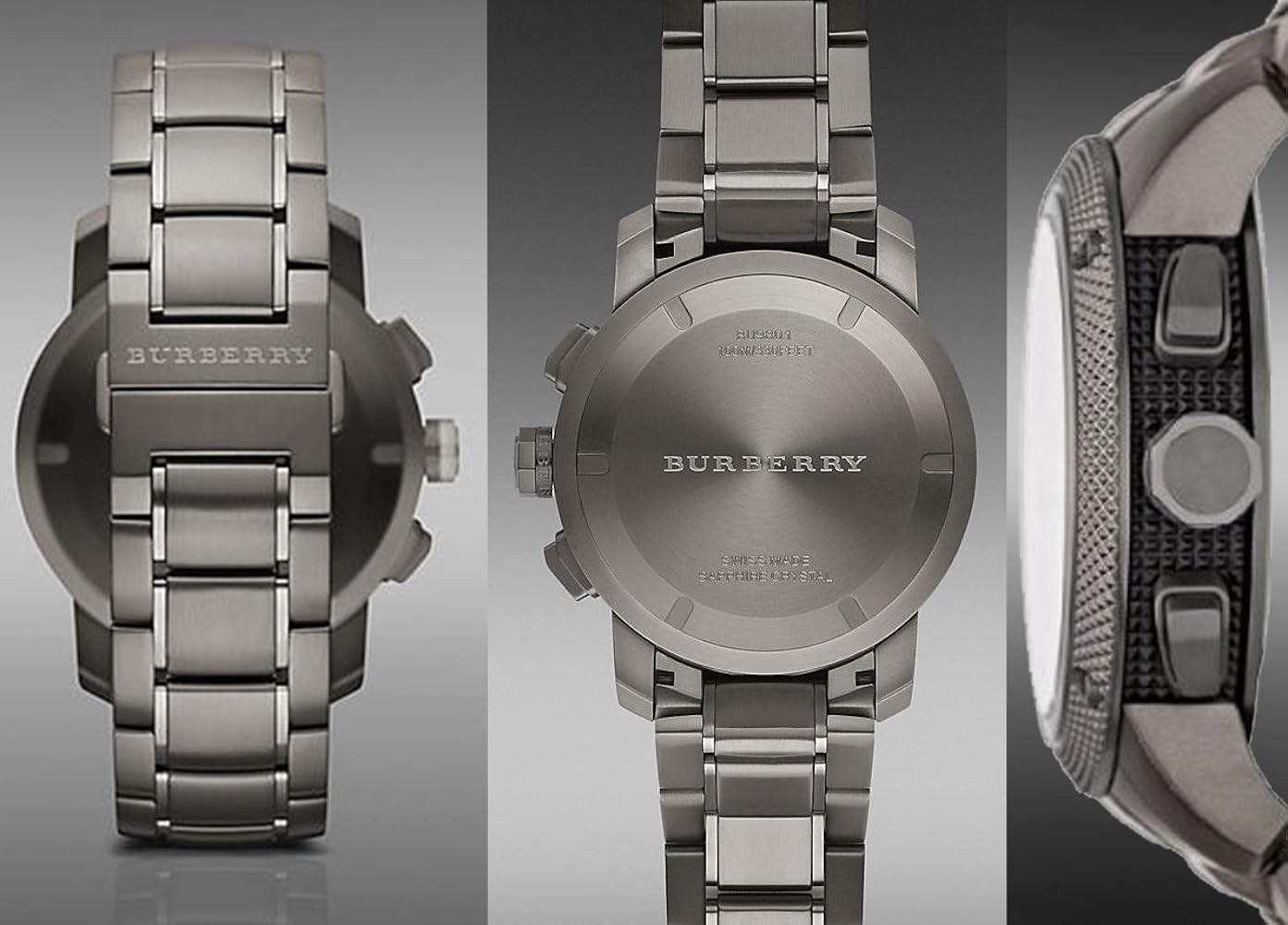 Burberry Endurance Chronograph Quartz Black Dial Black Steel Strap Watch For Men - BU9801