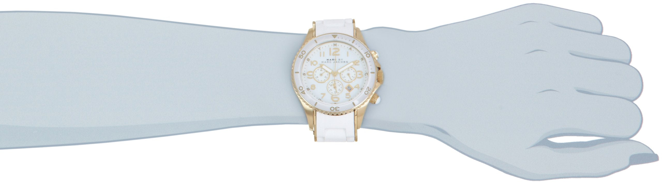 Marc Jacobs Rock Chronograph White Dial White Silicone Strap Watch for Women - MBM2546