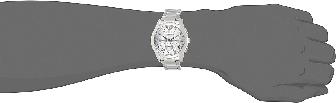Emporio Armani Valente Chronograph Silver Dial Silver Steel Strap Watch For Men - AR11081