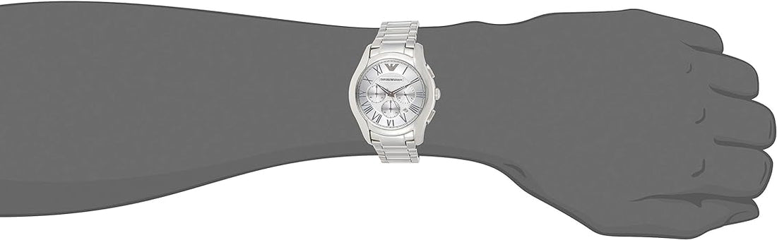 Emporio Armani Valente Chronograph Silver Dial Silver Steel Strap Watch For Men - AR11081