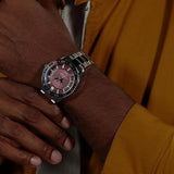 Hugo Boss Runner 3H Burgundy Dial Silver Steel Strap Watch for Men - 1514209