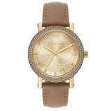 Michael Kors Corey Analog Gold Dial Brown Leather Strap Watch for Women - MK2986