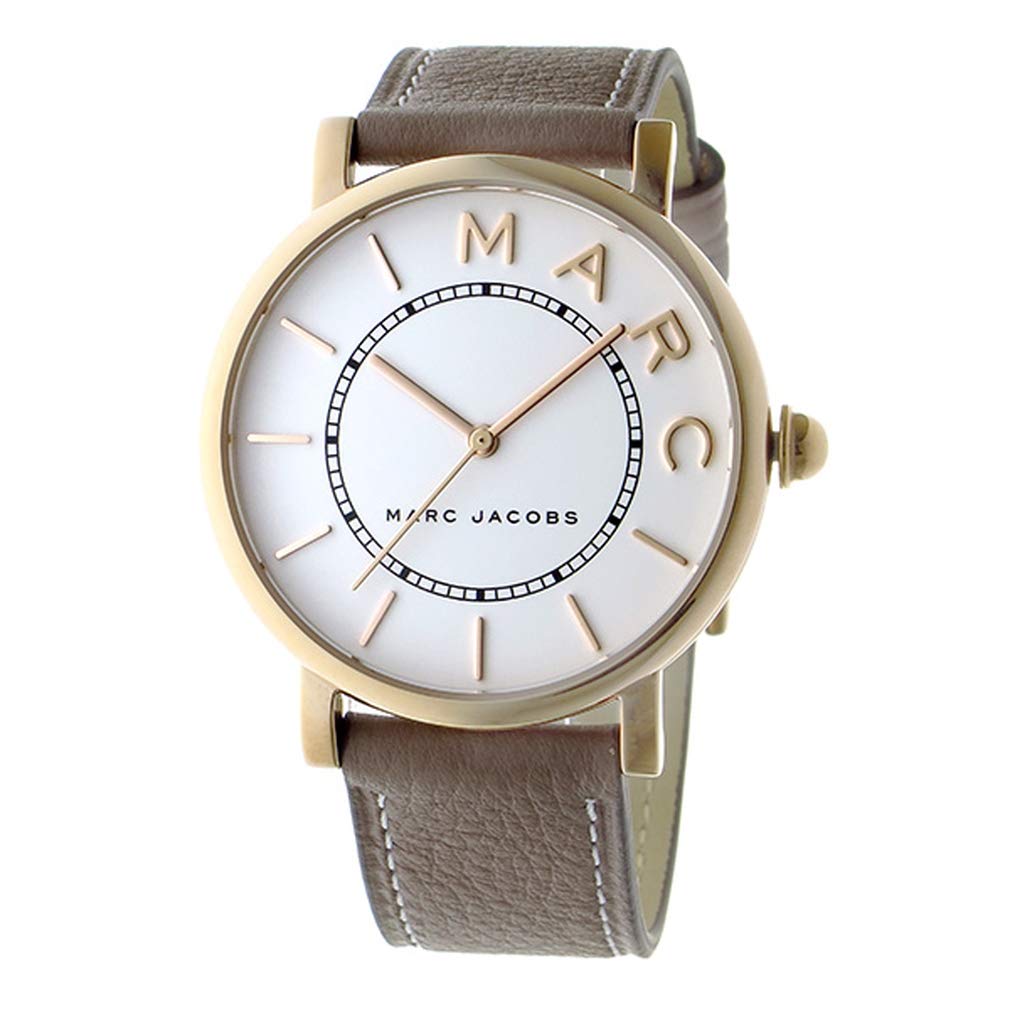 Marc Jacobs Roxy White Dial Cement Brown Leather Strap Watch for Women - MJ1533