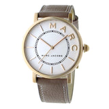 Marc Jacobs Roxy White Dial Cement Brown Leather Strap Watch for Women - MJ1533