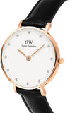Daniel Wellington Classic Sheffield White Dial Black Leather Strap Watch For Women - DW00100076