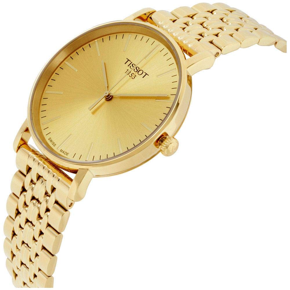Tissot T Classic Everytime Medium Gold Dial Gold Mesh Bracelet Watch For Men - T109.410.33.021.00