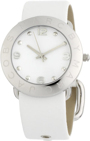 Marc Jacobs Amy White Dial White Leather Strap Watch for Women - MBM1136