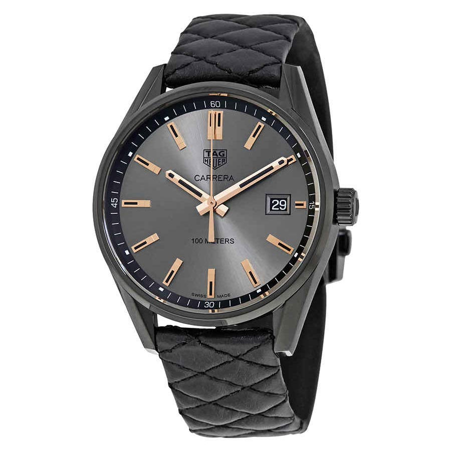 Tag Heuer Carrera Special Edition Black Dial Black Leather Strap Watch for Women - WAR1113.FC6392