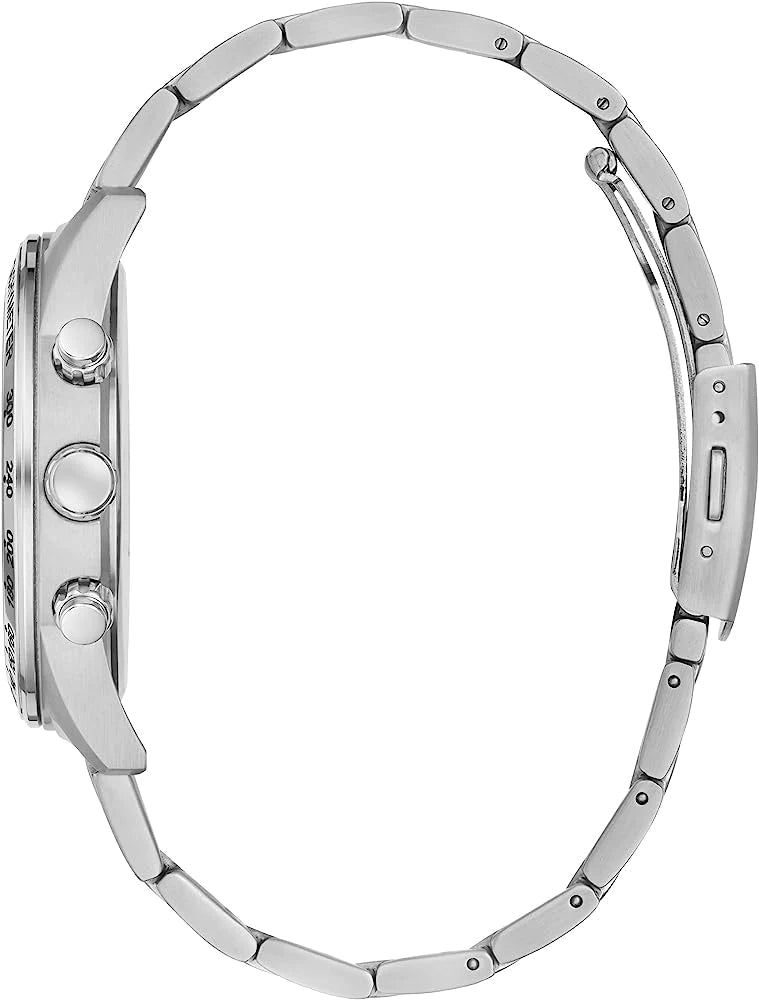 Guess Commander Chronograph Black Dial Silver Steel Strap Watch for Men - GW0056G1