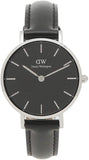 Daniel Wellington Classic Petite Reading Black Dial Black Leather Strap Watch For Women - DW00100235