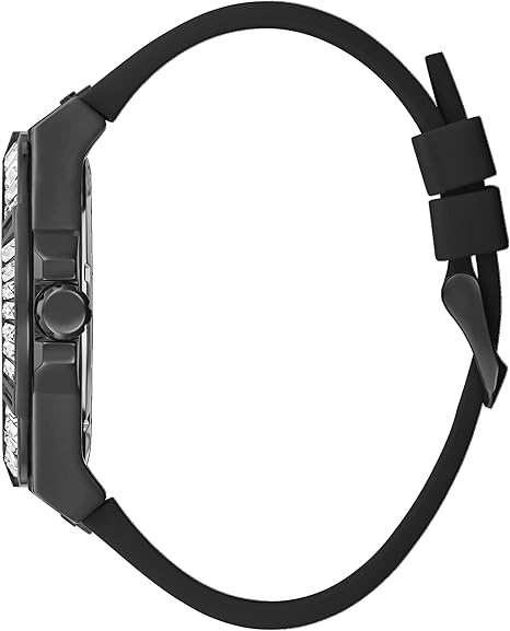 Guess Zeus Multifunction Crystals Black Dial Black Silicone Strap Watch For Men - GW0208G5