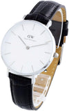 Daniel Wellington Classic Petite Reading White Dial Black Leather Strap Watch For Women - DW00100185