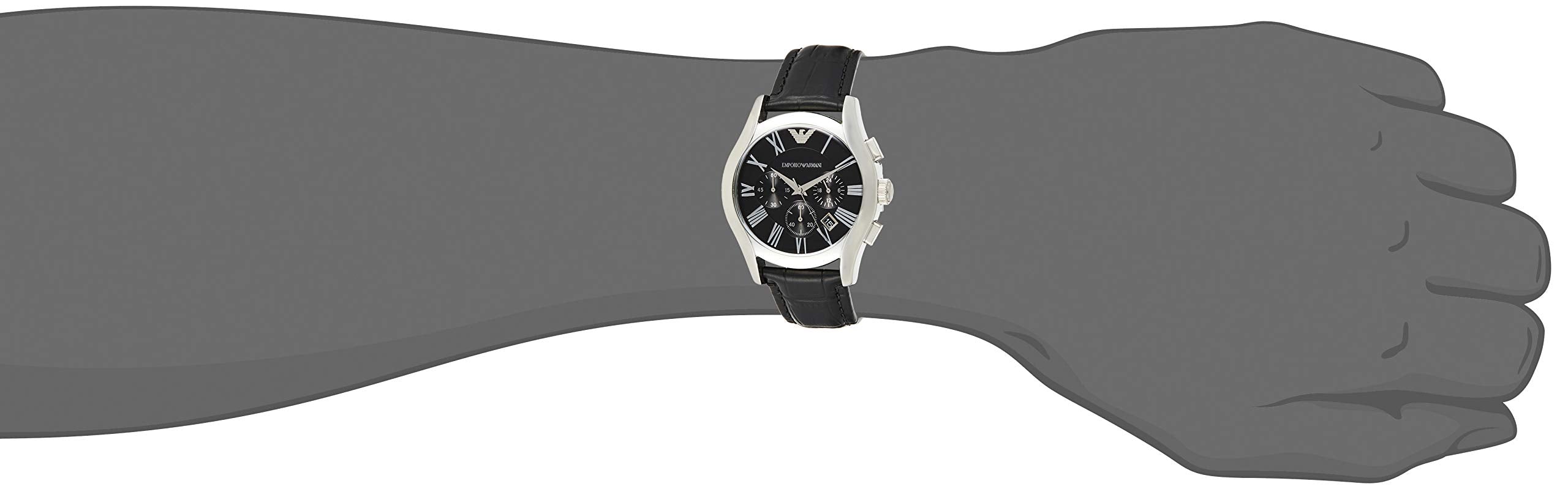 Emporio Armani Valente Chronograph Black Dial Black Leather Strap Watch For Men - AR1633