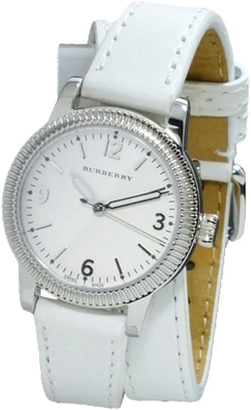 Burberry Utilitarian White Dial White Leather Strap Watch for Women - BU7846