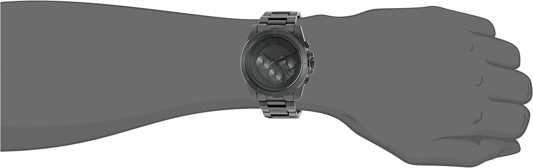 Michael Kors Brecken Chronograph Black Dial Black Steel Strap Watch For Men - MK8482