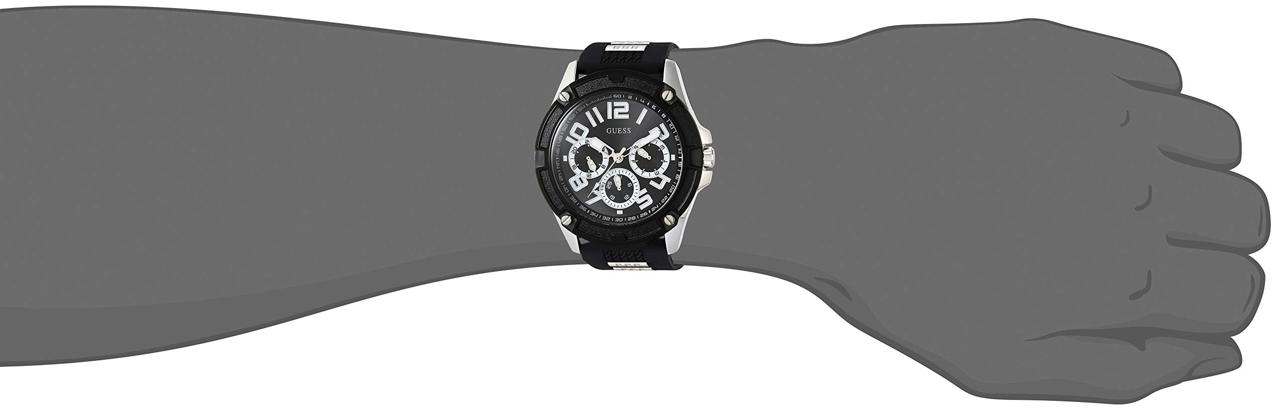 Guess Delta Black Dial Black Silicone Strap Watch for Men - GW0051G1