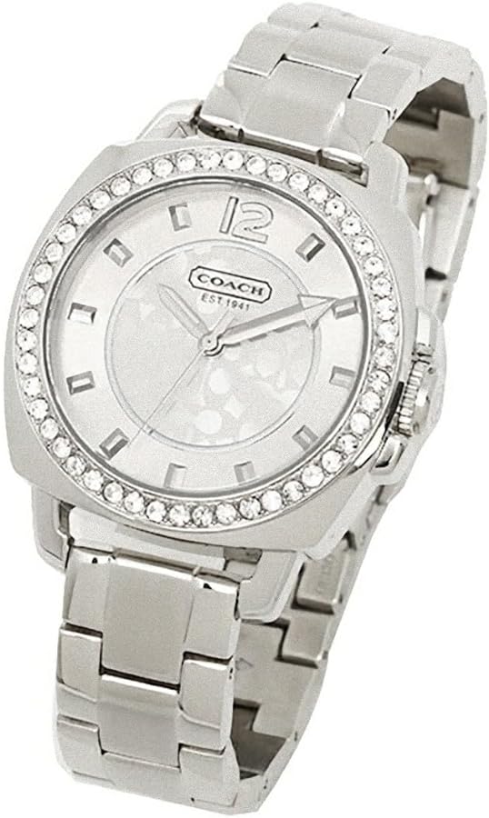 Coach Mini Boyfriend Diamonds Silver Dial Silver Steel Strap Watch for Women - 14501699