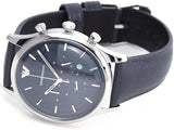 Emporio Armani Lambda Chronograph Blue Dial Blue Leather Strap Watch For Men - AR11018