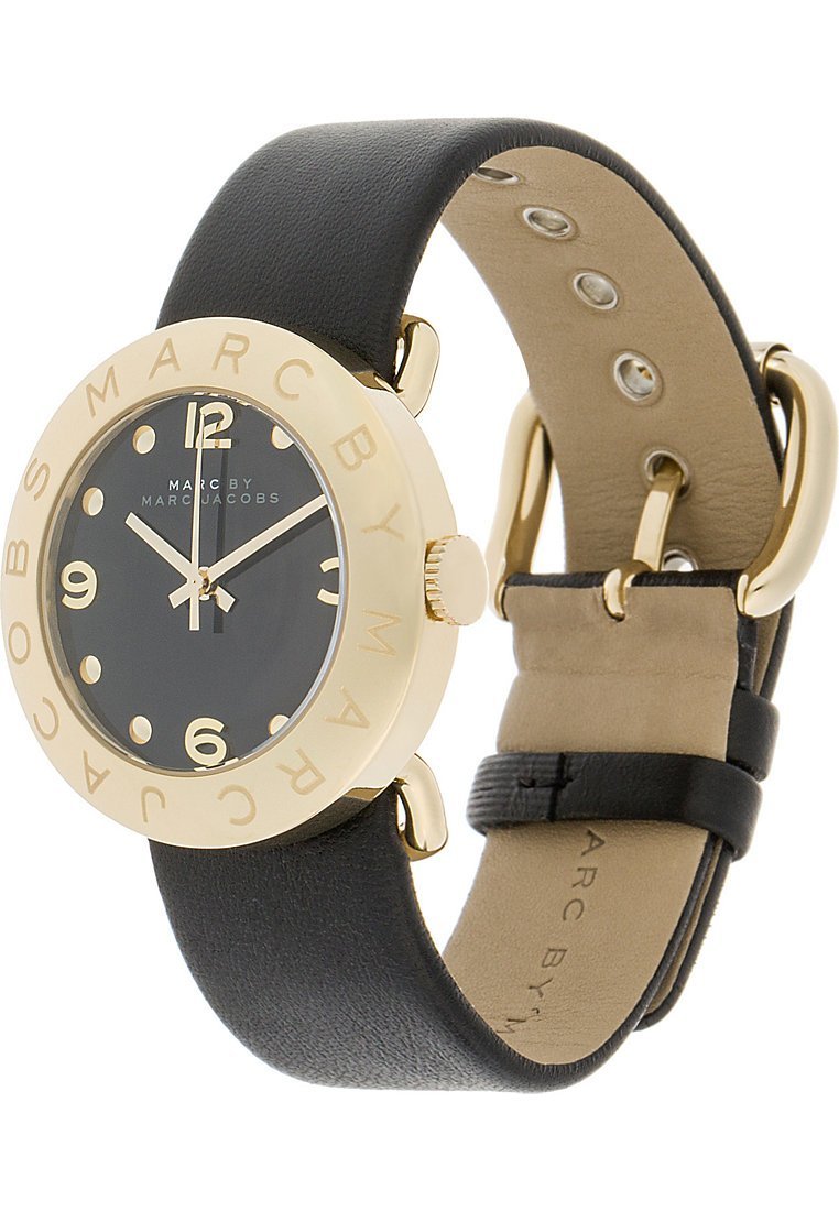 Marc Jacobs Amy Black Dial Black Leather Strap Watch for Women - MBM1154