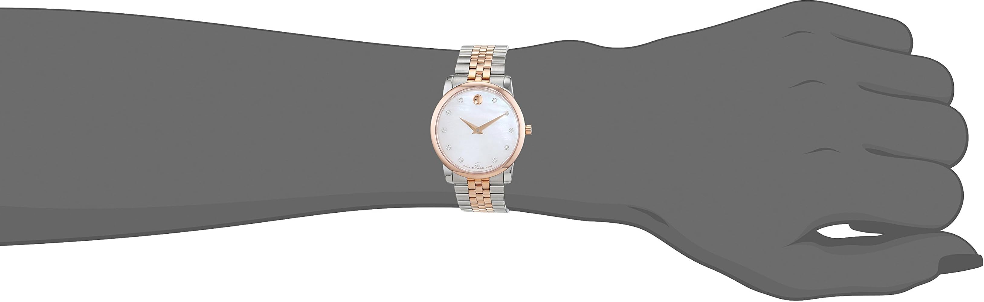 Movado Museum Classic Mother of Pearl White Dial Two Tone Steel Strap Watch for Women - 0607077