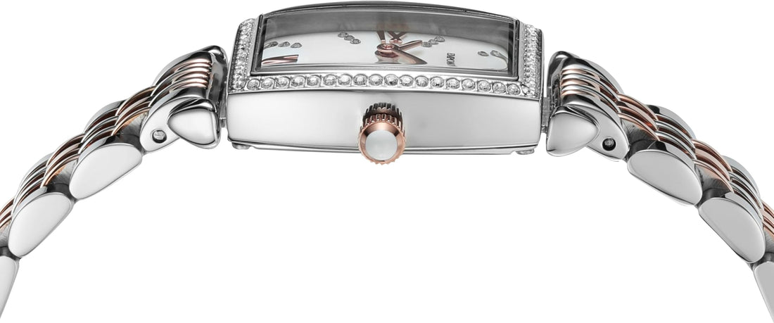 Emporio Armani Gianni T Bar White Mother Of Pearl Dial Two Tone Steel Strap Watch For Women - AR11519