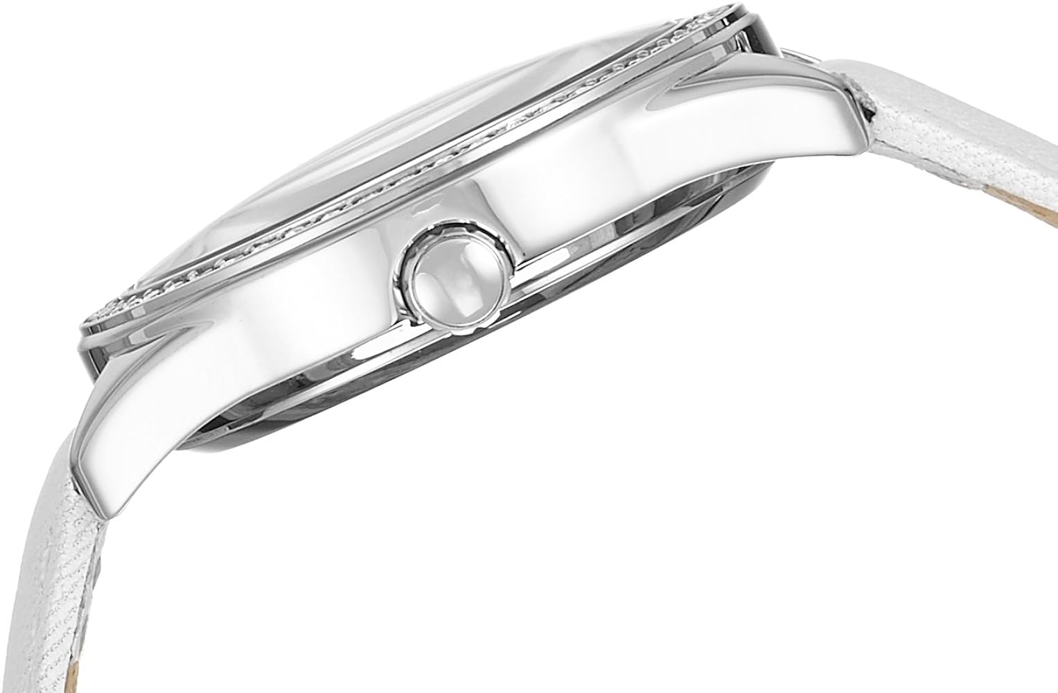 Guess Rosette Analog White Dial White Leather Strap Watch For Women - W75043L1