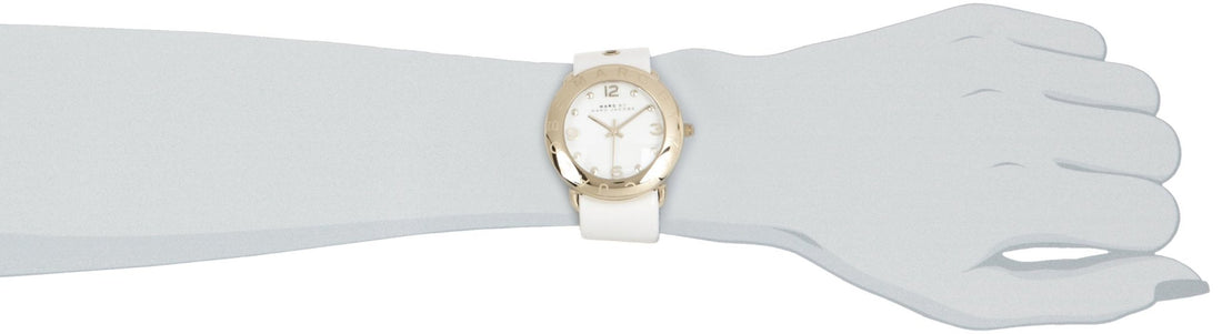 Marc Jacobs Amy White Dial White Leather Strap Watch for Women - MBM1150