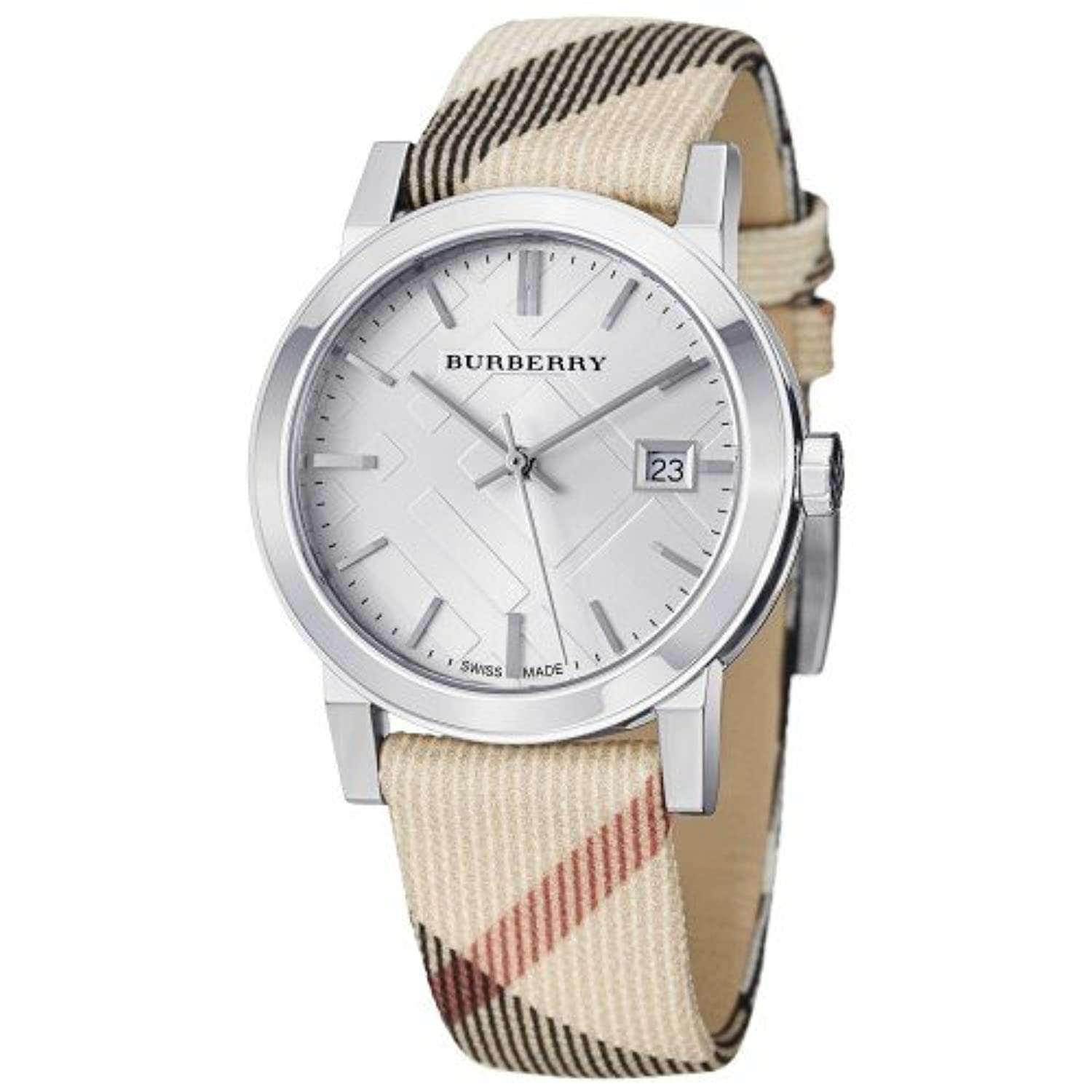 Burberry The City Nova Silver Dial White Leather Strap Watch for Women - BU9022