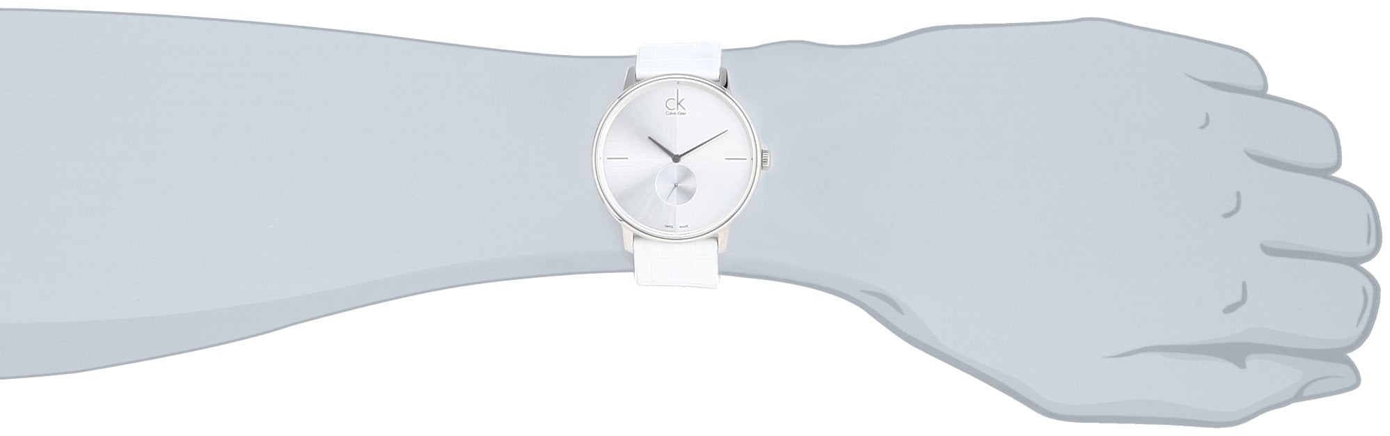 Calvin Klein Accent Silver Dial White Leather Strap Watch for Women - K2Y211K6
