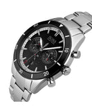 Hugo Boss Santiago Black Dial Silver Steel Strap Watch for Men - 1513862