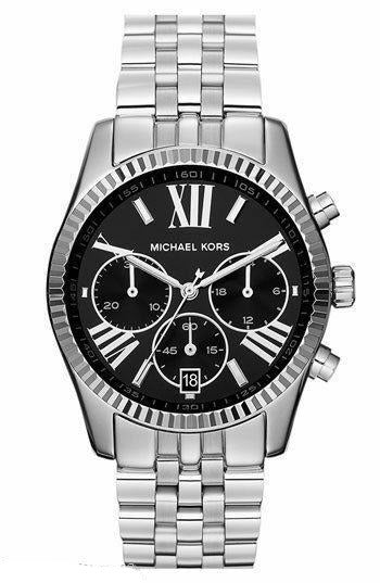 Michael Kors Runway Chronograph Black Dial Silver Steel Strap Watch For Women - MK5708