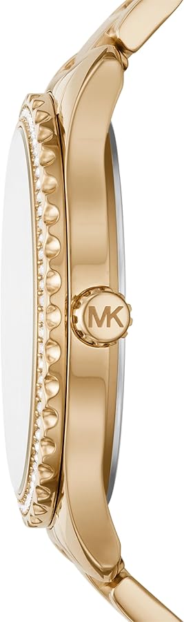 Michael Kors Layton Chronograph Brown Dial Gold Steel Strap Watch For Women - MK7296