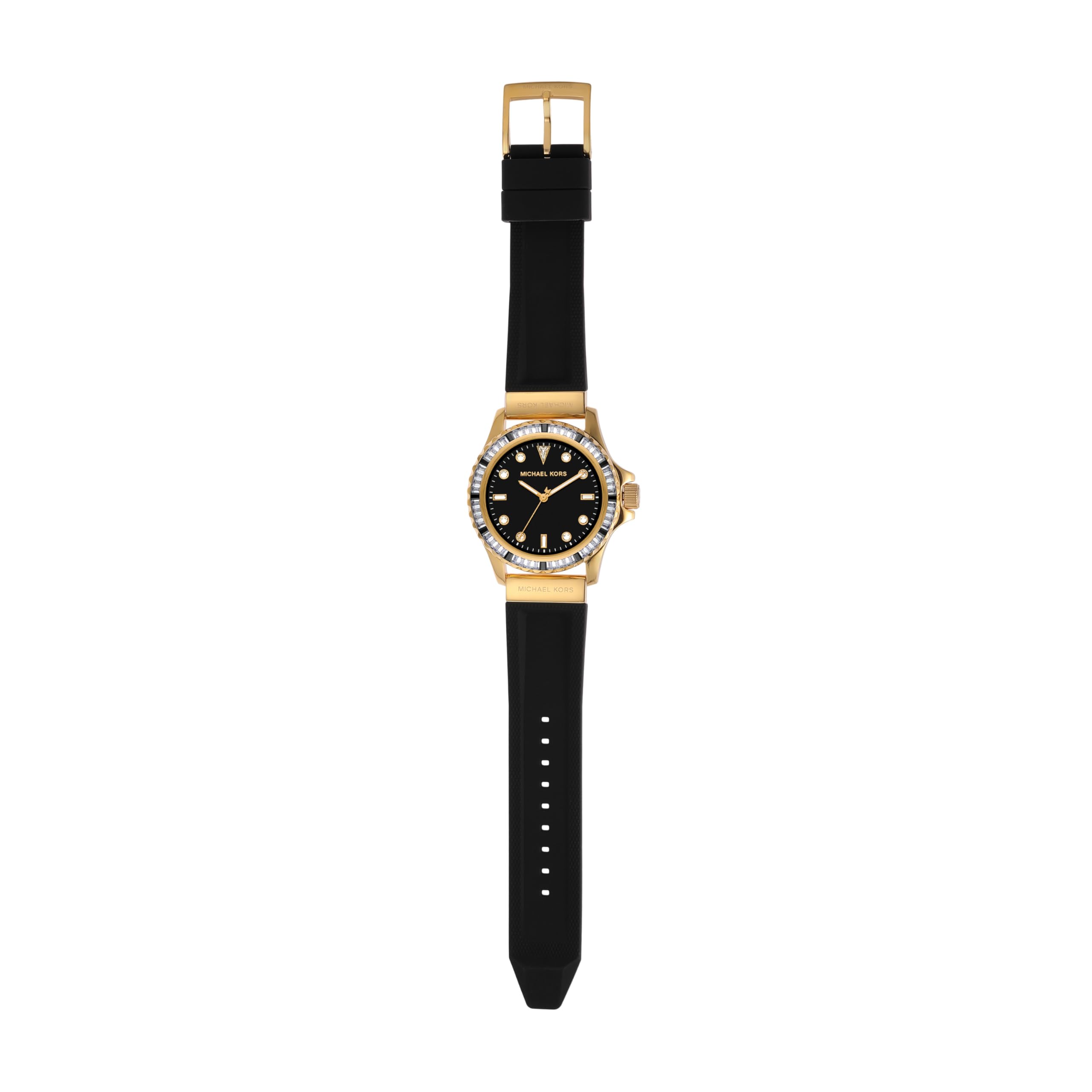 Michael Kors Everest Three-Hand Crystals Black Dial Black Rubber Strap Watch for Women - MK7440