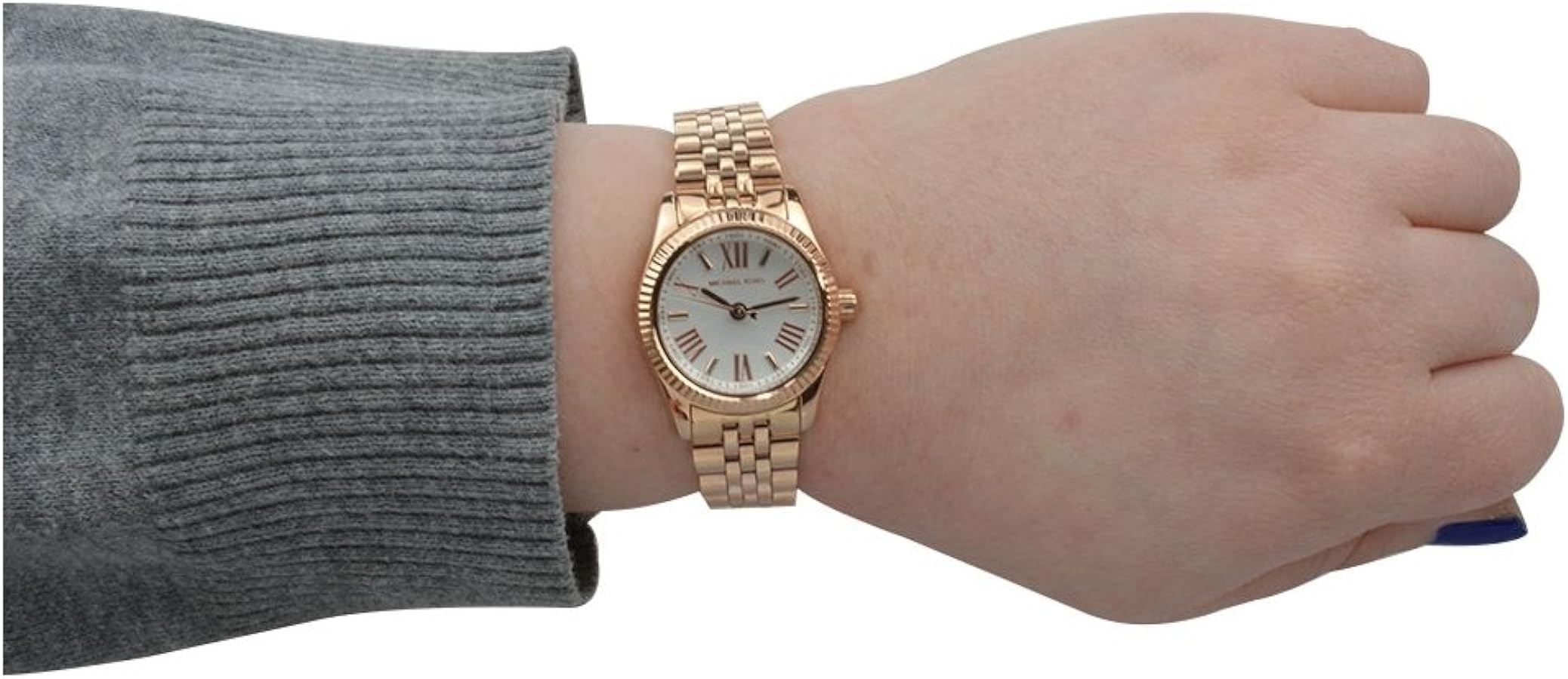 Michael Kors Lexington Quartz White Dial Rose Gold Steel Strap Watch For Women - MK3230