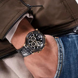 Guess Edge Chronograph Black Dial Black Leather Strap Watch For Men - GW0492G1