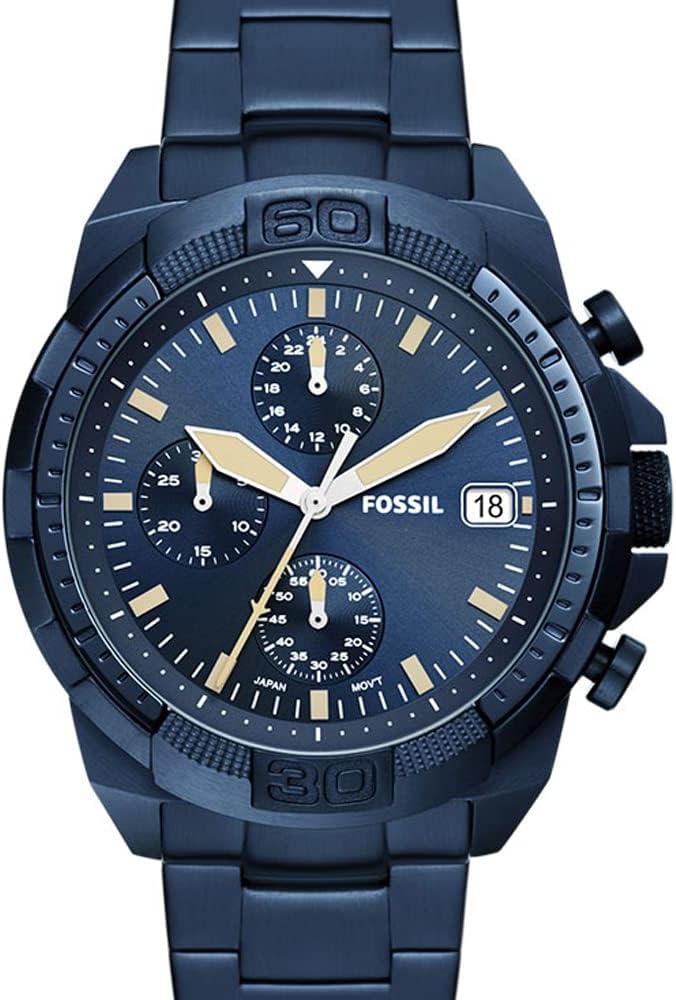 Fossil Bronson Chronograph Blue Dial Blue Steel Strap Watch for Men - FS5916