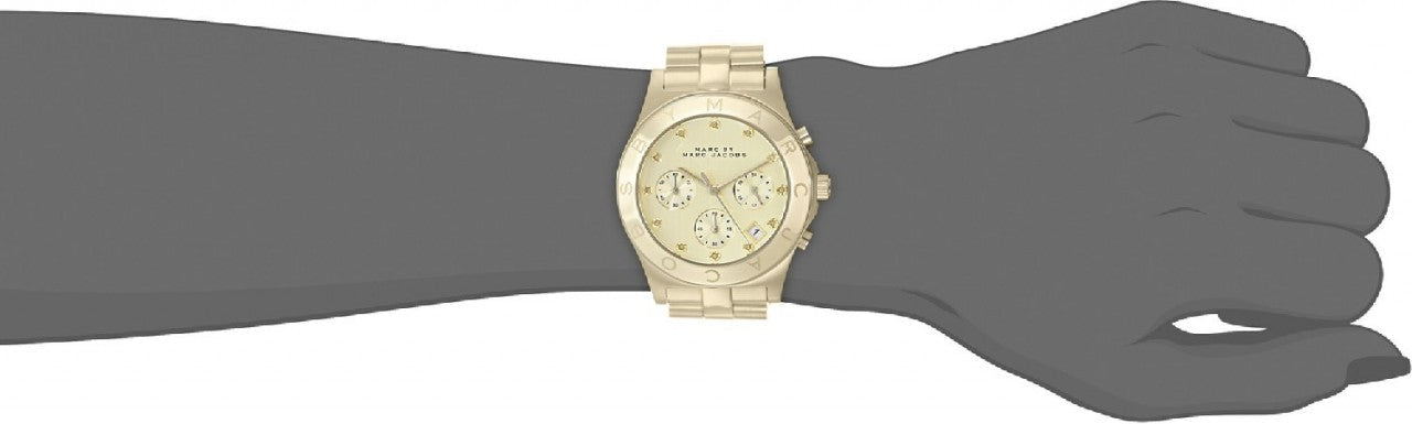 Marc Jacobs Blade Chronograph Gold Dial Gold Steel Strap Watch for Women - MBM3101