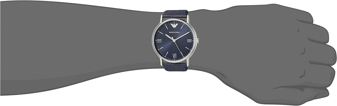 Emporio Armani Kappa Quartz Blue Dial Blue Leather Strap Watch For Women - AR11012