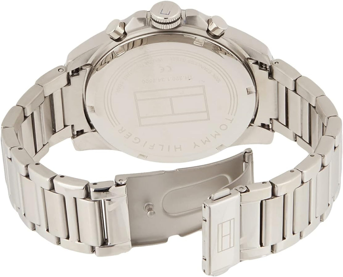 Tommy Hilfiger Iconic Quartz Black Dial Silver Steel Strap Watch for Men - 1791564