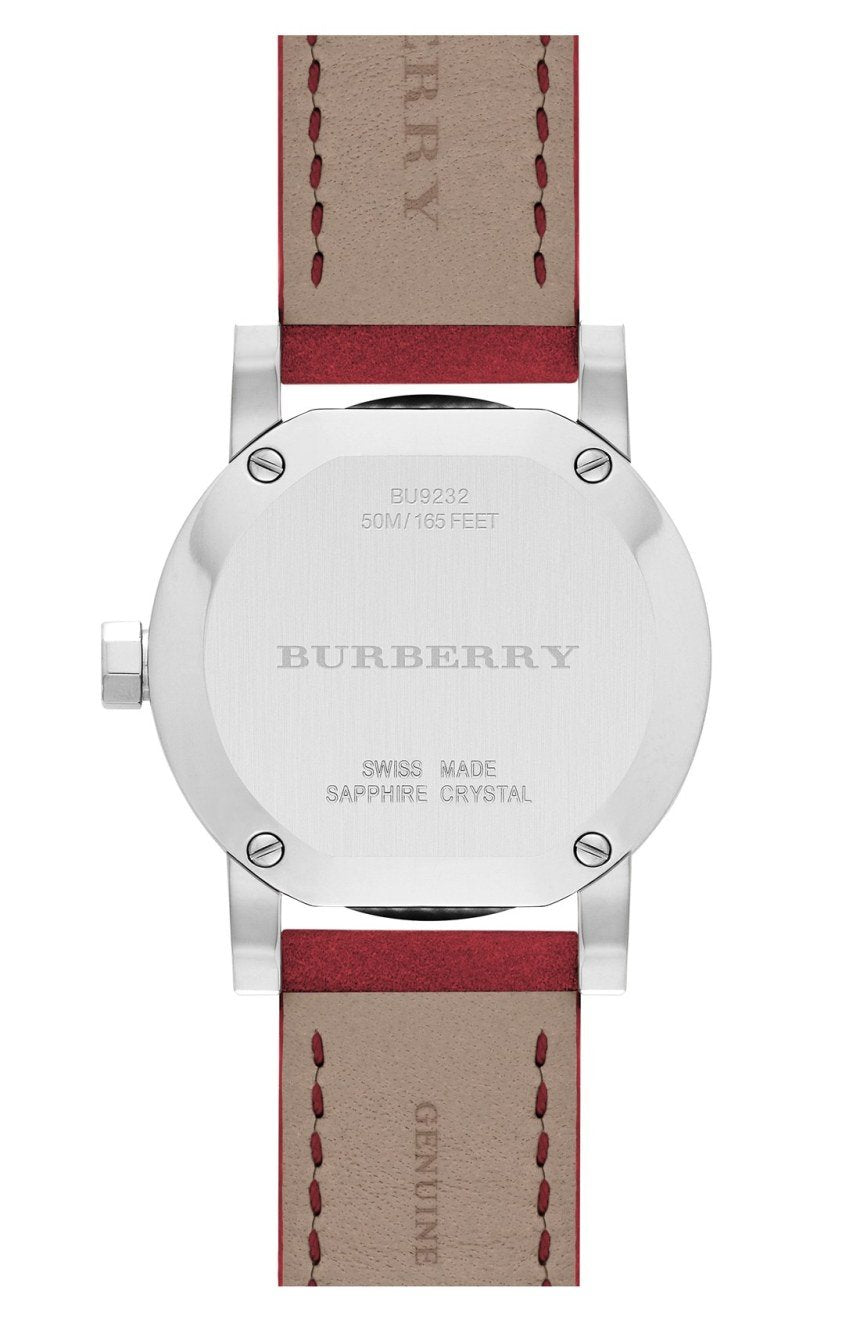 Burberry The City Silver Dial Red Strap Watch for Women - BU9232